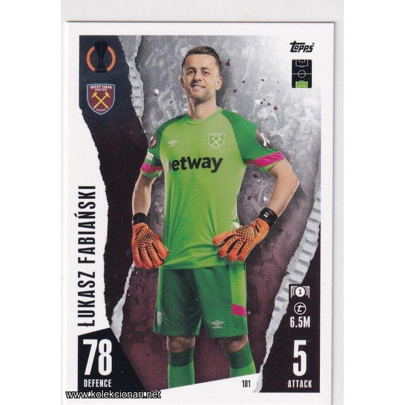 2023-24 Topps Match Attax UEFA League: 101 Łukasz Fabiański - West Ham United