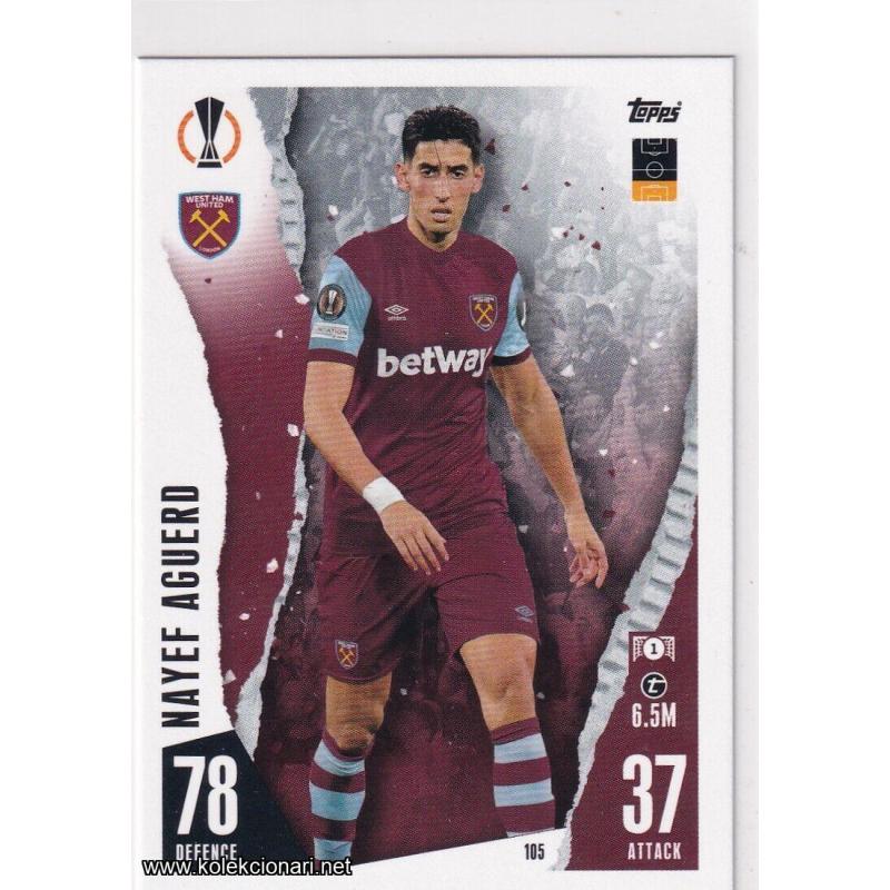 2023-24 Topps Match Attax UEFA League: 105 Nayef Aguerd - West Ham United