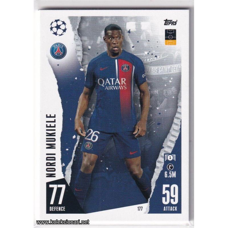 2023-24 Topps Match Attax UEFA League: 177 Nordi Mukiele - Paris Saint-Germain