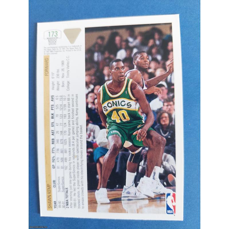 1992 Upper Deck NBA Basketball Card #173 Shawn Kemp