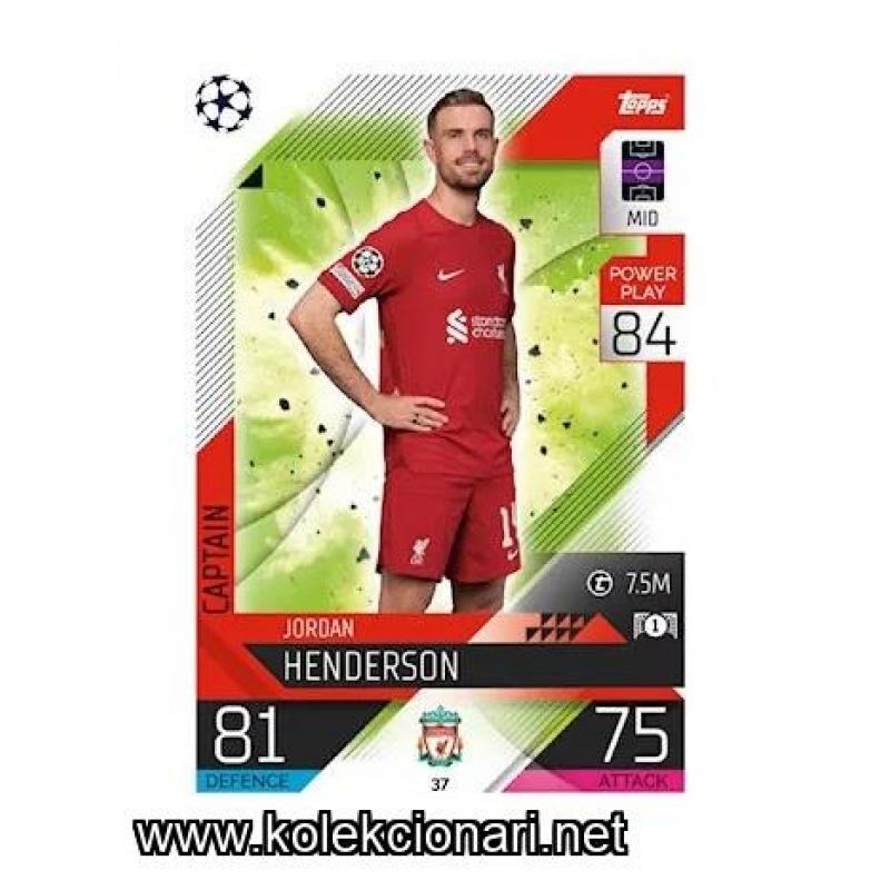 2022-23 Topps Match Attax UEFA League: 37 Jordan Henderson - Liverpool