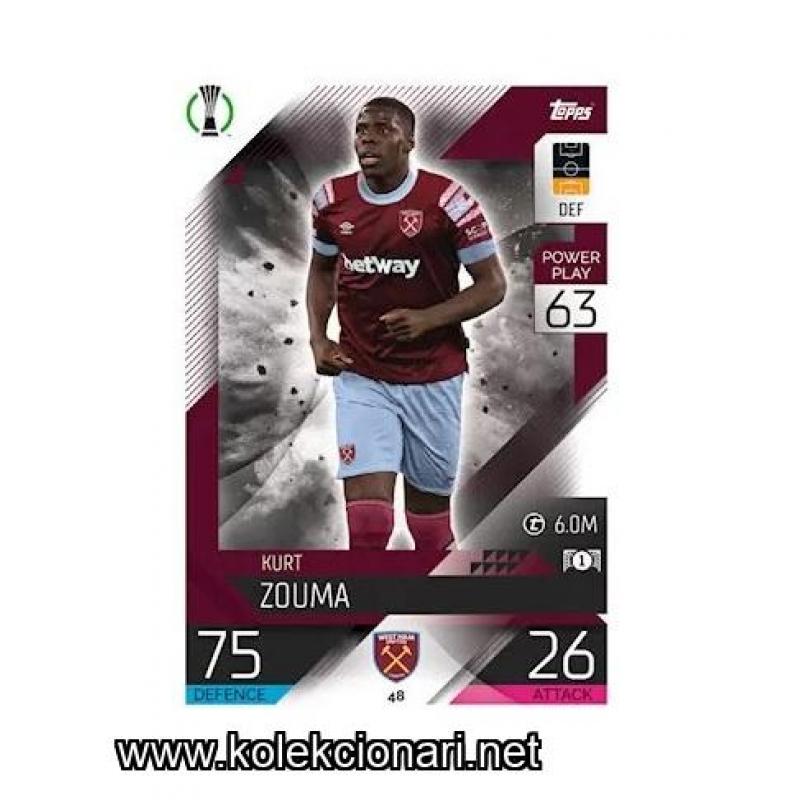 2022-23 Topps Match Attax UEFA League: 48 Kurt Zouma - West Ham United