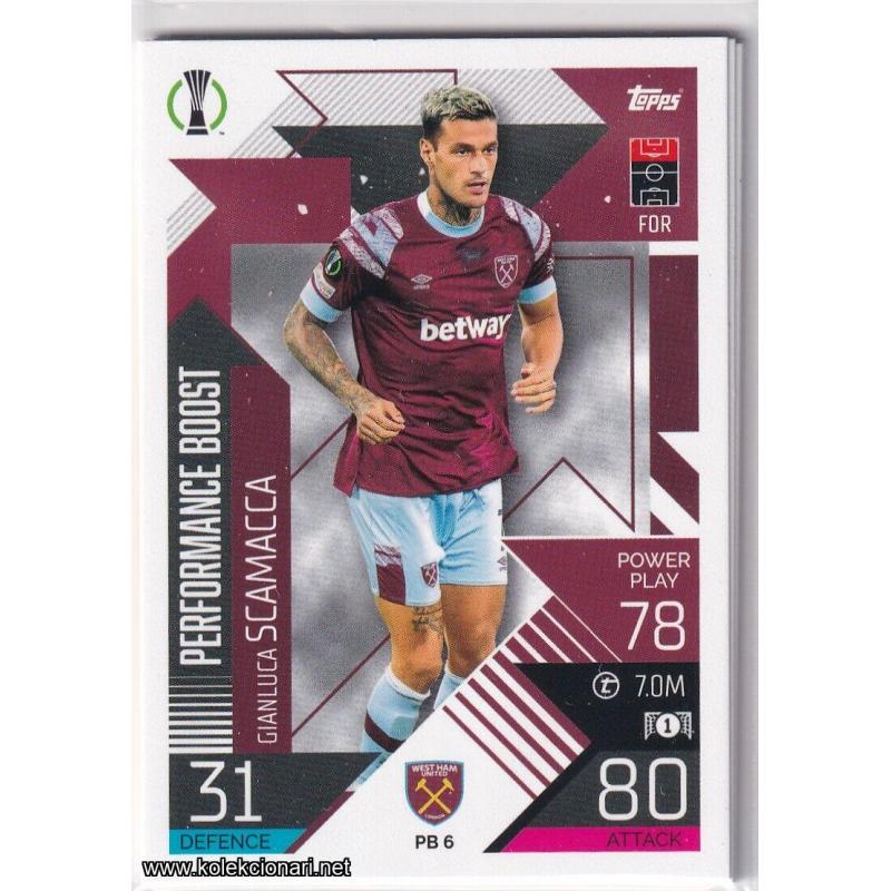 2022-23 Topps Match Attax Extra UEFA League: Performance Boost: PB6 Gianluca Scamacca - West Ham United