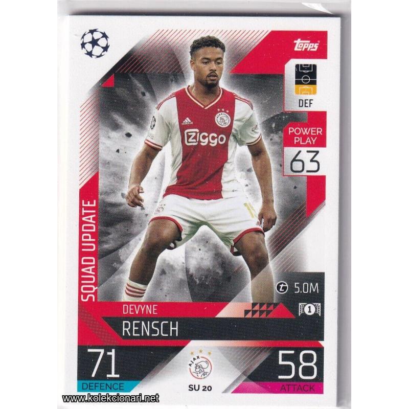 2022-23 Topps Match Attax Extra UEFA League: Squad Update: SU20 Devyne Rensch	- AFC Ajax