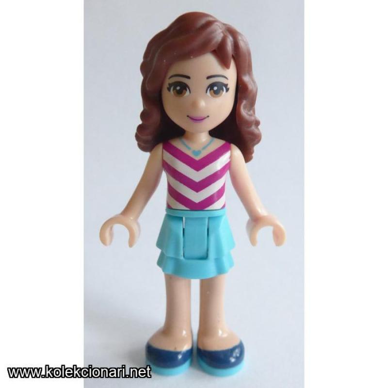 Lego Friends Minifigura - Olivia with Medium Azure Skirt and Chevron Striped Top (MF-F14)